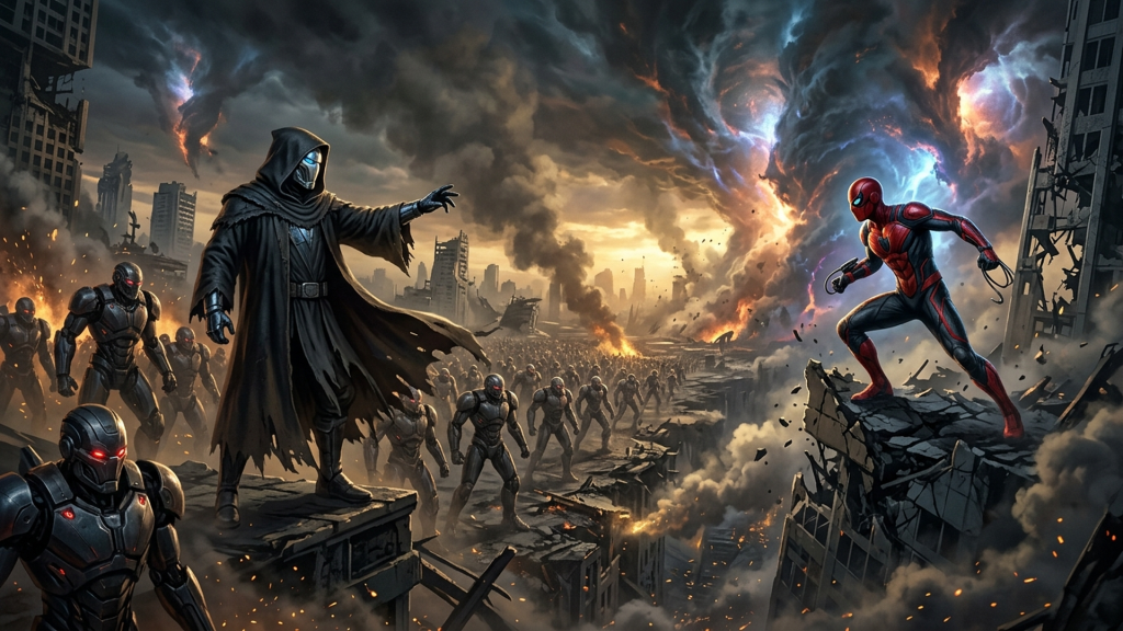 Avengers Doomsday Doctor Doom and Spider-Man Multiverse Incursion Battle Banner