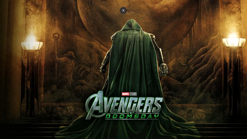 Avengers Doomsday Official Title Logo and Doctor Doom Throne Banner
